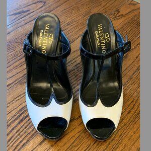 Valentino Black/White Slip-on Heels